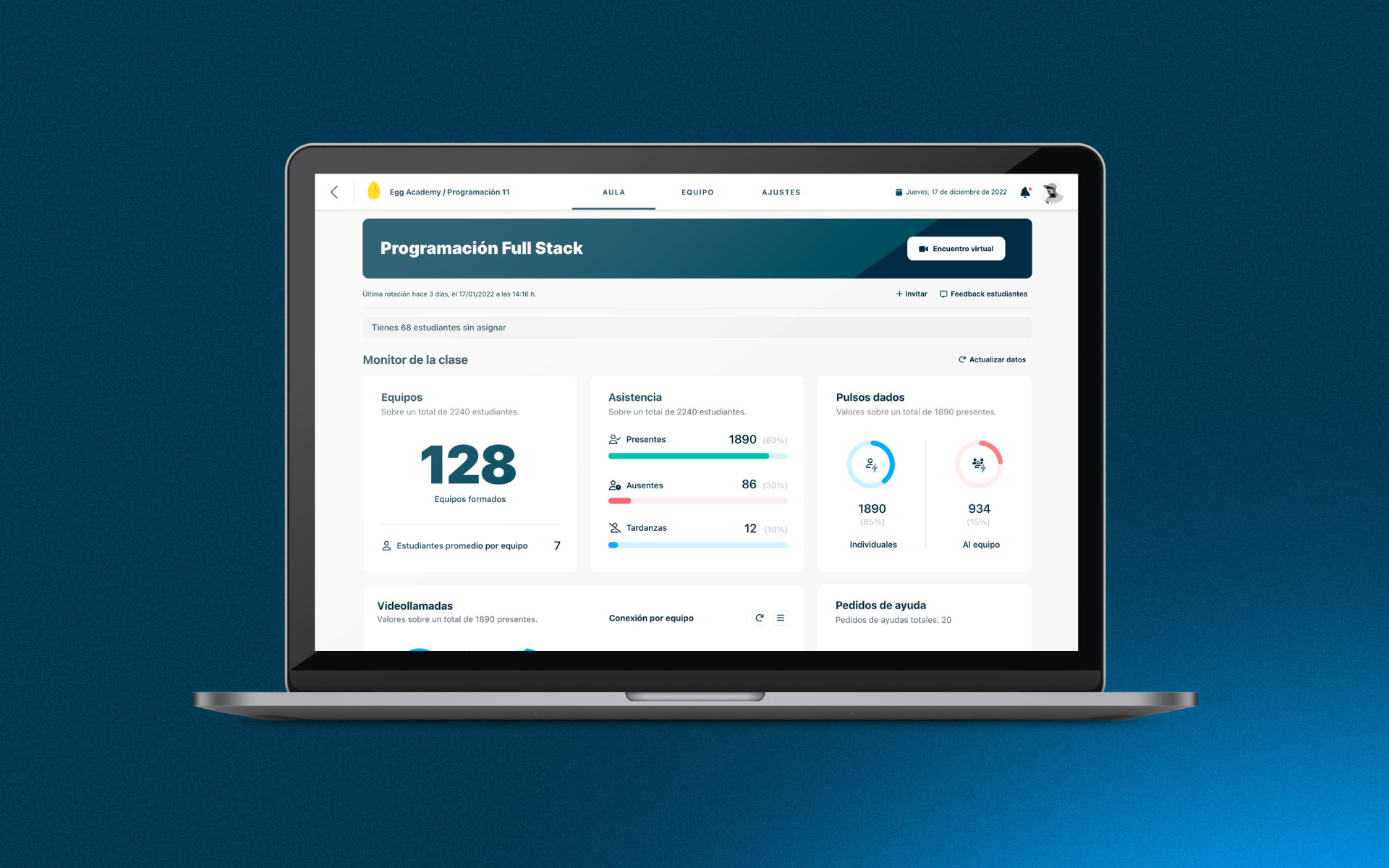 Vista previa del proyecto Egg - Dashboard